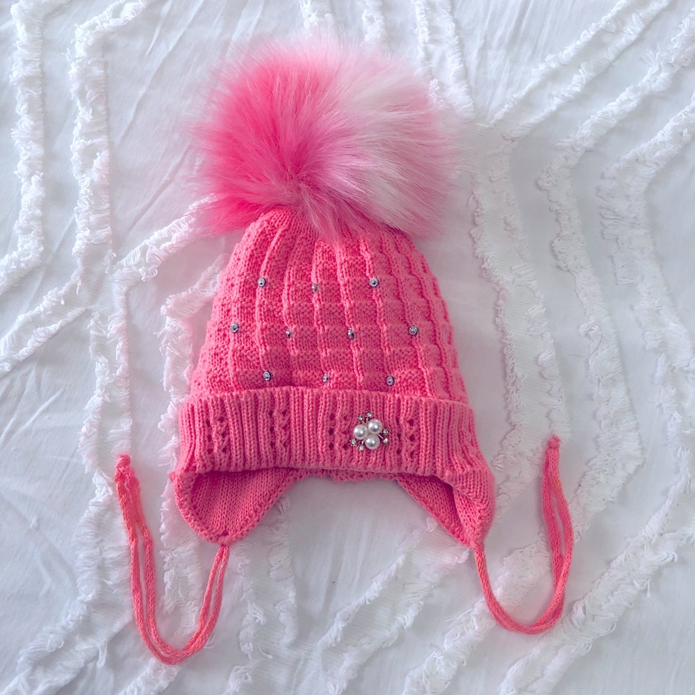 Warm winter hat for baby girl 6-12m